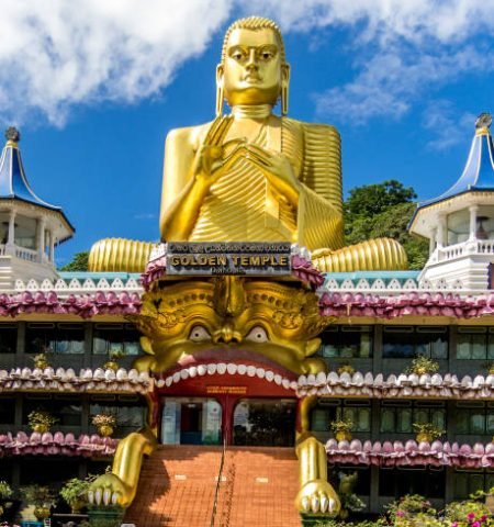 Golden buddha statue at Dambulla Royal Cave Temple and Golden Temple, Sri Lanka