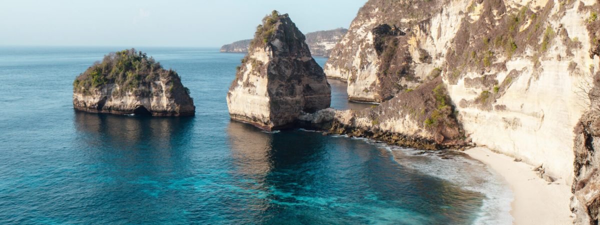 The beautiful Diamond Beach in Penida Island, Bali, Indonesia
