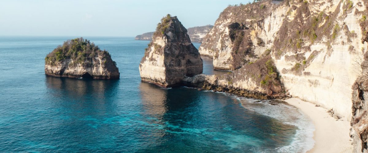 The beautiful Diamond Beach in Penida Island, Bali, Indonesia
